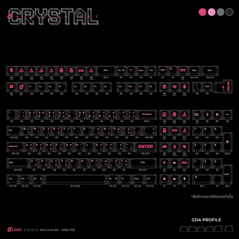 LOGA Crystal series : 132 keys clear keycap set