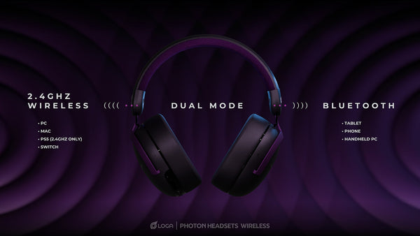 LOGA Photon gaming headsets come in two versions: wired and wireless.