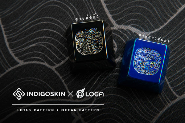 Keycaps with Hidden Masterpiece :  INDIGOSKIN x LOGA : Lotus - Ocean Pattern Keycap