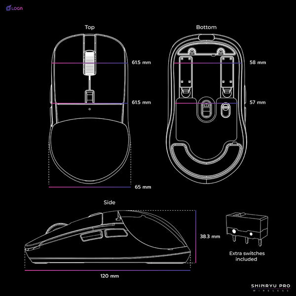 LOGA Shinryu PRO Wireless gaming mouse [Hot swappable switch ]